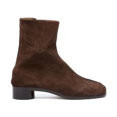 Maison Margiela, Sko, Herre, Brun, 44 EU, Brun Tabi Støvler med Lynlås