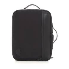 Emporio Armani, Taske, Herre, Sort, ONE SIZE, Uld, Bimaterial Laptop Taske med Side Logo