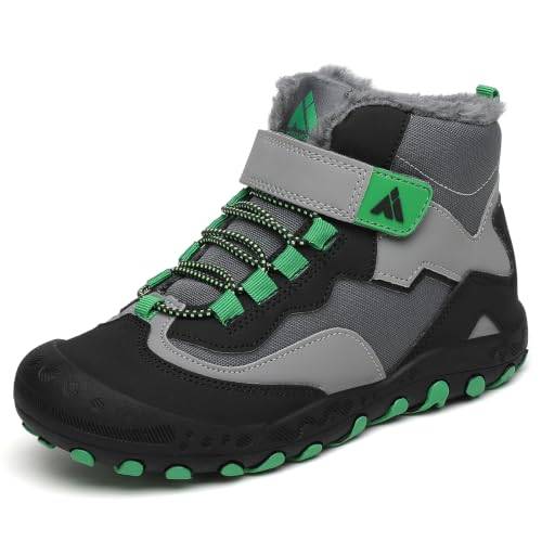 Mishansha Winterschuhe Kinder Winterstiefel Rutschfest, Schwarz 33