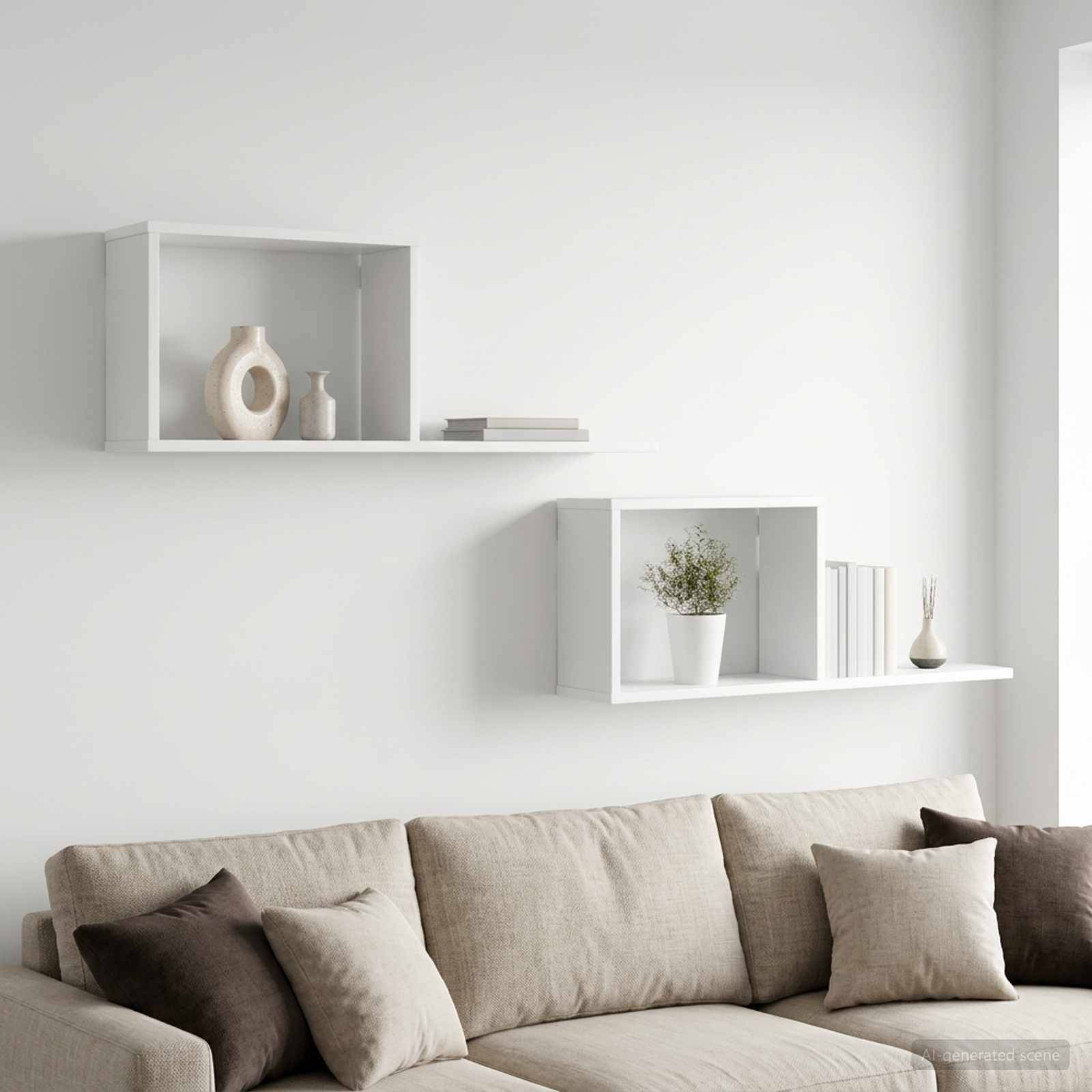 vidaXL Svævehylder 2 stk. Hvid 80 x 15 x 30 cm Konstrueret træ