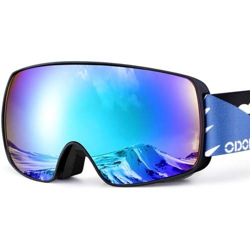 Odoland OTG skidglasögon för barn, UV-skydd och imskyddsglasögon för barn och ungdomar, Snowboardglasögon med dubbla sfäriska linser, för skridskoåkning och snowboard för pojkar och flickor BL