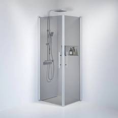 Vänern Duschhörn,Rak, Rökfärgat Glas, Borstad Aluminium Profil