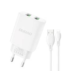 DUDAO A2EUL Oplader 12W 2.4A - 2 x USB & 1 Meter Kabel USB - Lightning - Hvid