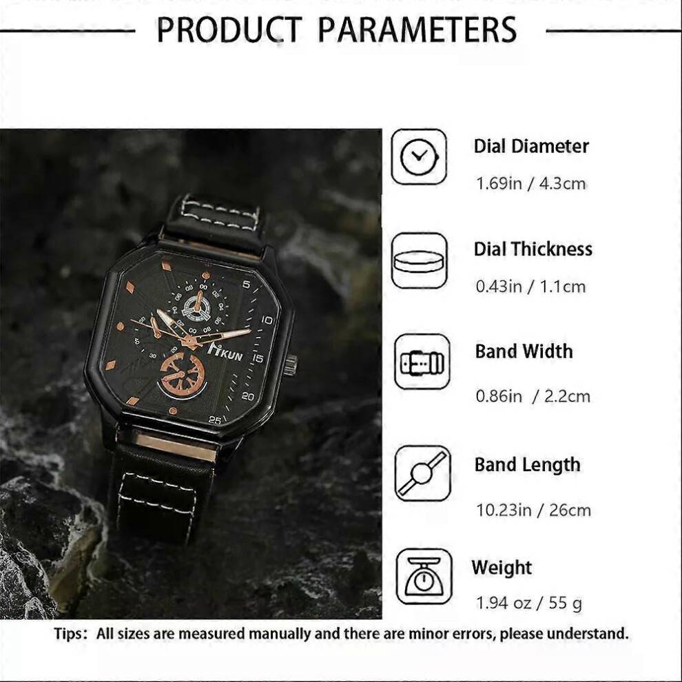 (Brown1 Watch) 5/3/1pcs Men Sports Watches Set Man Business Wristwatch Luxury Brown Leather Bracelet Set Men Casual Clock Watch Gift (no Box)