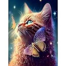 MXJSUA DIY 5D diamantmålning katt, diamantmålning full strass, diamantbroderi komplett kit, diamantmålning djur diamantmålning 5D kompletta kyssar för katter 30x40 cm