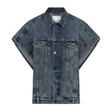 Co'Couture, Jacka, Dam, M, Denim, Denim Poncho Jacka med Korta ärmar - blue (M)