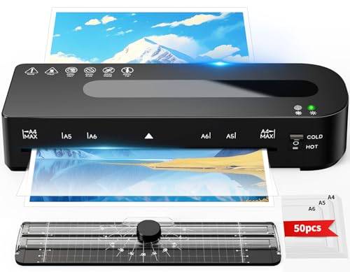 MAXDONE Laminator A4 lamineringsmaskin med 50 lamineringsfolier varmt och