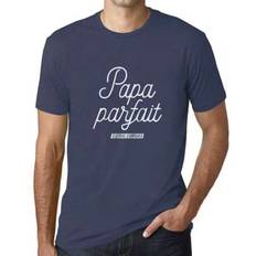 Grafisk T-shirt Herr Pappa Perfekt Den Enda Den Unika – Papa Parfait Le Seul L'unique – Begränsad Upplaga Rolig Vintage Herrmodestil för Män Nyhet - Dammblå (3XL,4XL,5XL,L,M,S,XL,XS,XXL)