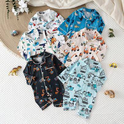 Nyfödd pojkbaby långärmad jumpsuit med framöppning i ett stycke, höst/vinter, stickat tyg, söt stil, för familjematchning, vit - Multifärgad (6-9M,0-1M,1-3M,3-6M)