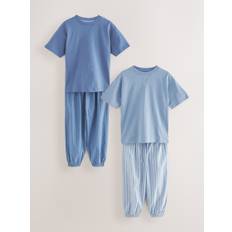 Next Blue/Grey 100% Cotton Short Sleeve Long Bottoms 2 Pack (3-16yrs)