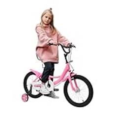 Barncykel 40 cm flickor och pojkar cykel barn från 3–6 år unisex Freestyle barncyklar, justerbar höjd barncykel med avtagbara stödhjul, bakbroms och kedjeskydd (rosa)