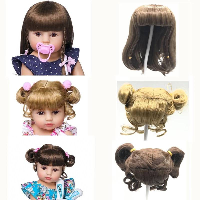13 different Hair Style Silicone Reborn Baby Doll Hair Wig Long Curly Brown Golden Hair for BJD doll Reborn Dolls Hair Accessory