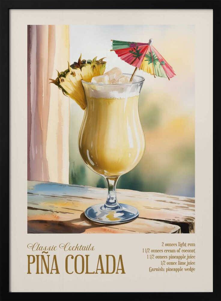 Classic Cocktails - Pina Colada Poster - 70x100 cm / 28x40″
