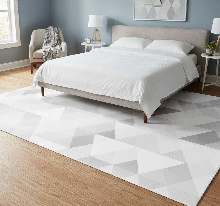Vinylmatta sovrum geometriska grå trianglar