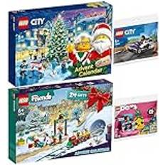 Lego 4-pack 60381 Lego City adventskalender 2023, 41758 Lego Friends adventskalender 2023, 30589 gokart förare och 30560 ananas fotohållare & minitavla