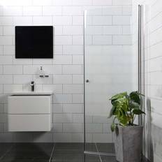 Brusedør Bathlife Mångsidig Rund 45° 800 Krom Delvist Frostet Glas