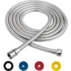 Duschslang, duschslang i rostfritt stål 3 m, vridskydd, universell duschslang flexibel, med 4 vattenbesparande flödesbegränsare, standard 1/2 tums anslutning, passar alla duschhuvuden (silver)
