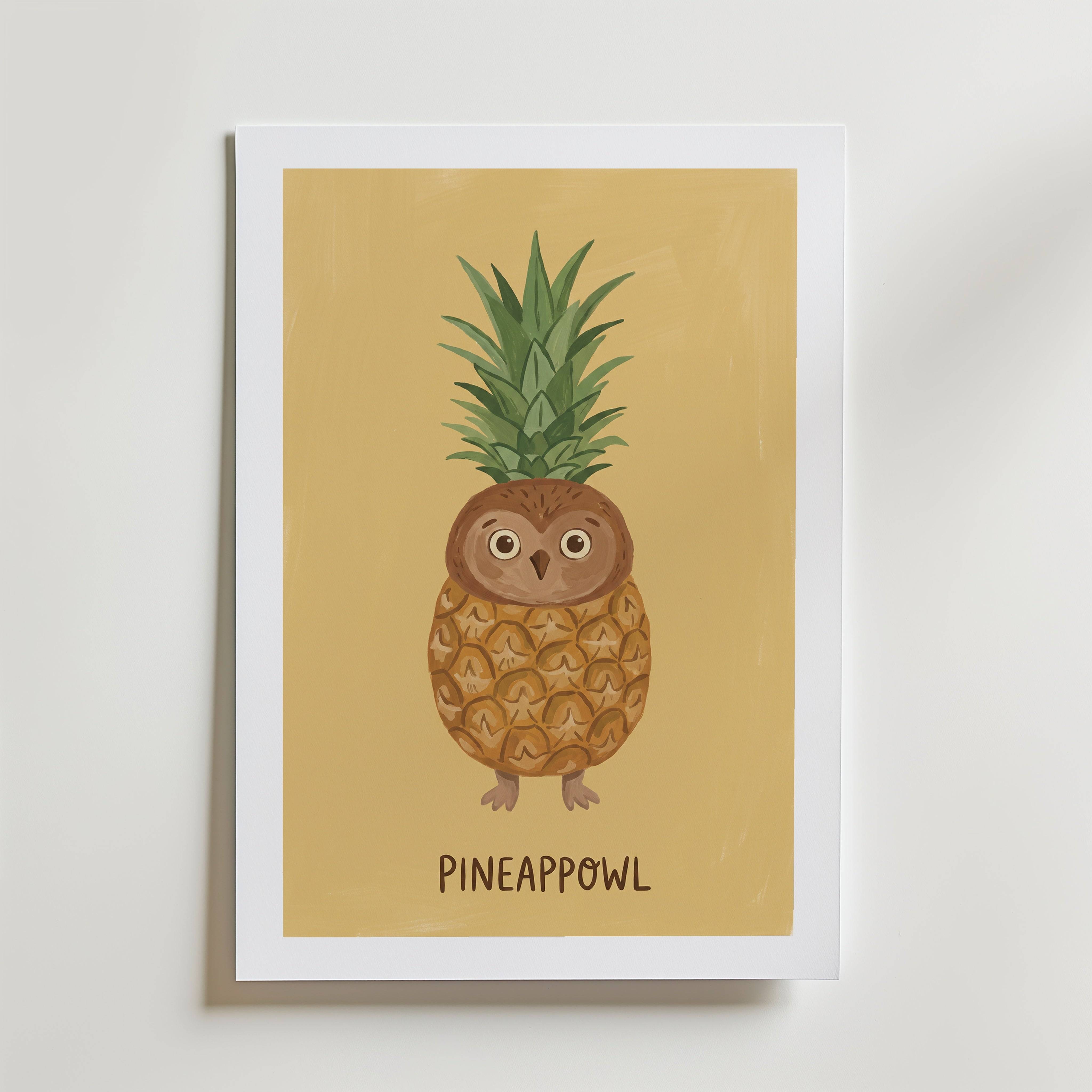 Pineappowl Poster - Fine Art Poster 50x70 cm Med passepartout