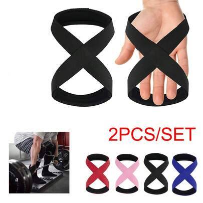 2 st vadderade åttformade handledsremmar för marklyft och tyngdlyftning, för powerlyftare, träning, pull-ups och horisontell stång, gym och fitness - Multifärgad (svart,rosa,röd)