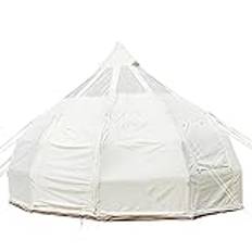 Retro Yurt Tent, 8~10 Person Oxford Cloth Water Proof Tent, Teardrop Shaped Pumpkin Tent with 1 Stove Jacks, Luxury All Season Tent for Camping Trips
