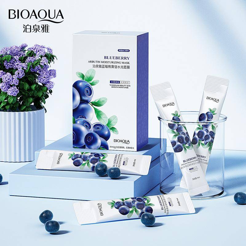 10 st/lot Blueberry Arbutin Disponibel Mask Fuktgivande Uppfriskande Oljekontroll Ljusande hudton Sömnmask Krymp porer blue