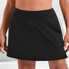 Plus Dam Minitennis Kjol Med Shorts Under Atletisk Träning Söta Golfbyxor Sommarkläder Gymkläder - Svart (1XL,2XL,3XL,4XL,5XL)