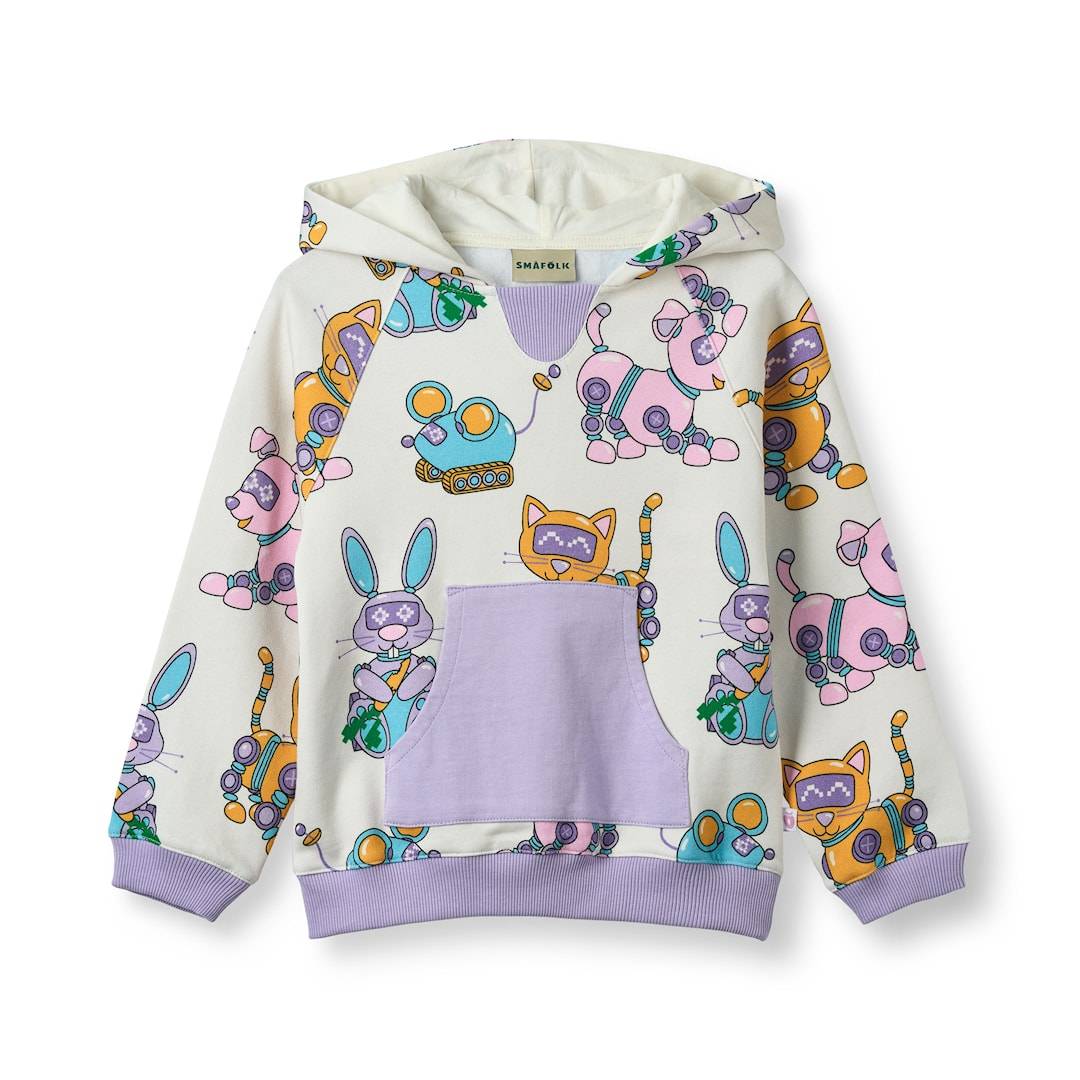 Småfolk Macoun With Robot Pets Huvtröja Vanilla Vanilla-4-5 Y Vit 4-5 år Flickor