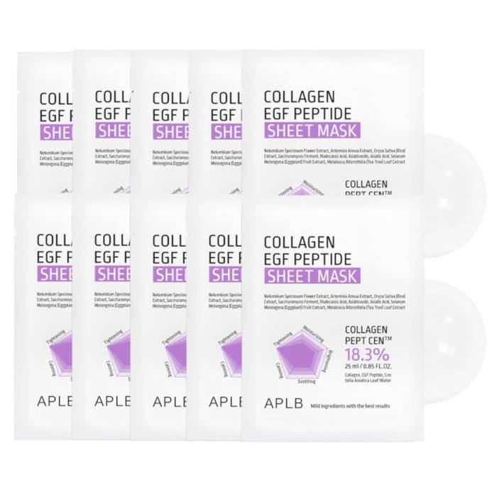 APLB - Collagen EGF Peptide Sheet Mask - 1pcs*25ml (10ea) Set - black