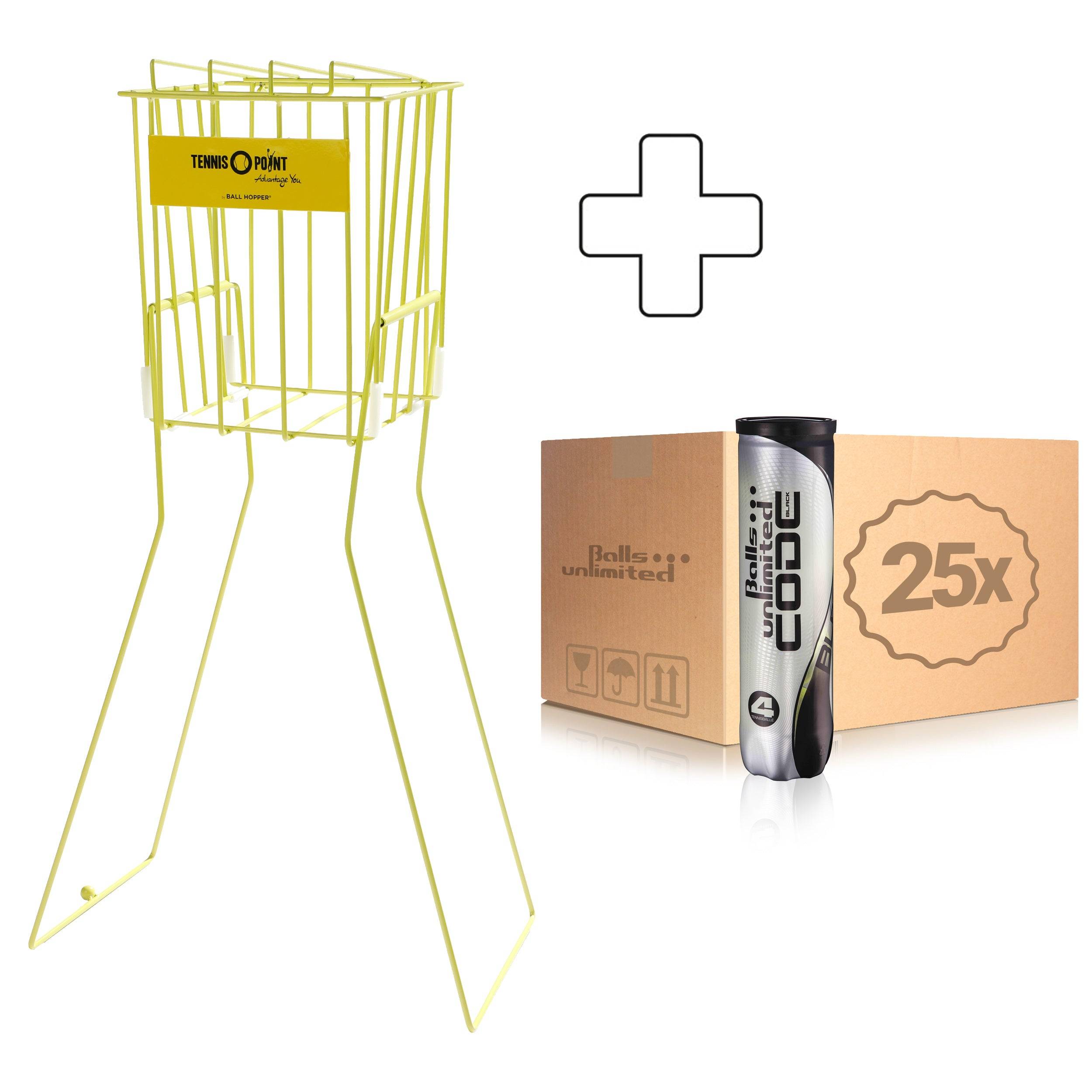 Balls Unlimited 25x 4 Ball Tube Code Black plus basket - yellow