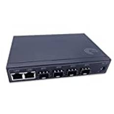 Elfcam® - Gigabit Ethernet LAN Switch mit 4 x Gigabit SFP 1,25G Ports und 2 x Gigabit Ethernet Port 10/100/1000Mbps, Plug-and-Play Gigabit Switch LAN Splitter (4 SFP-Ports)