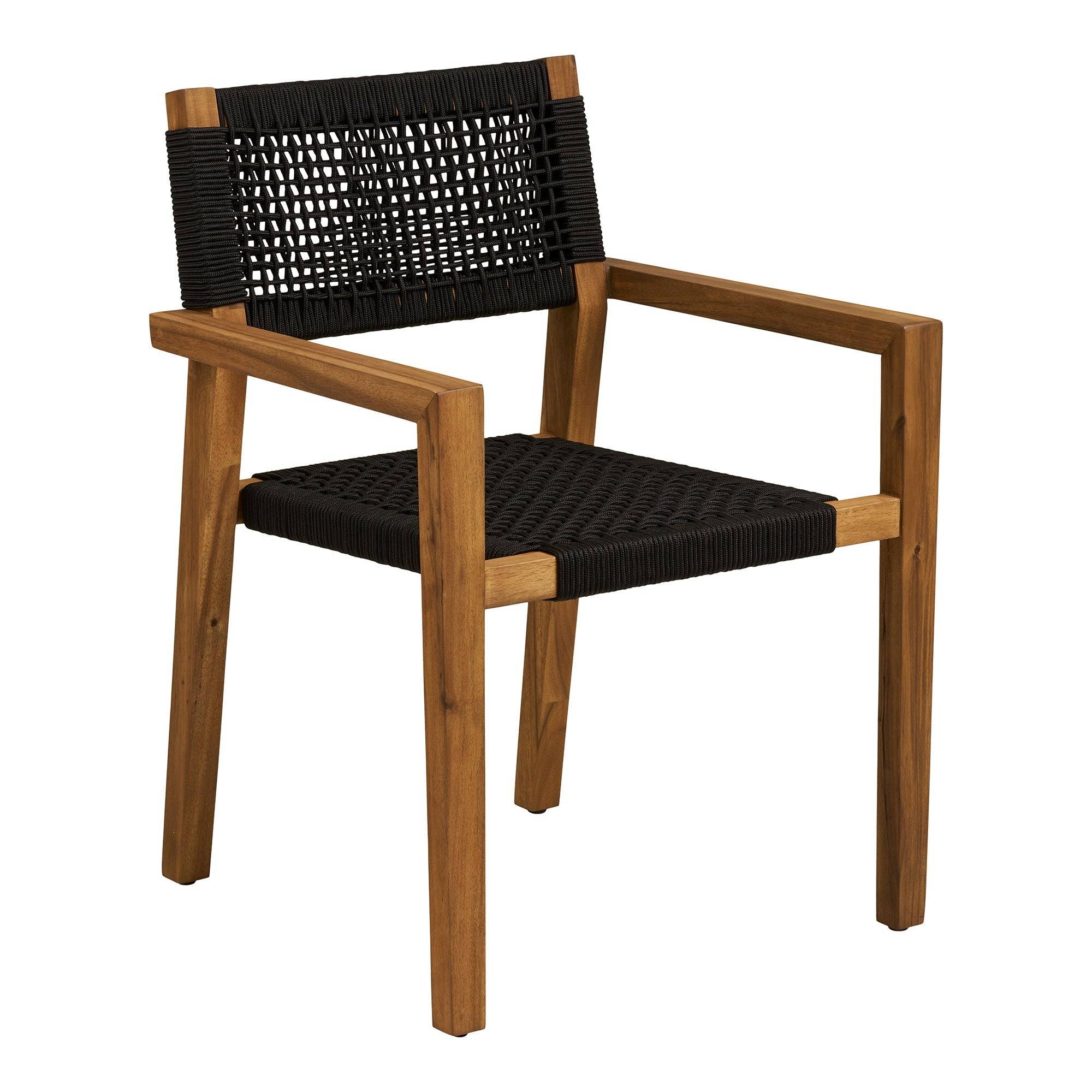Anzio Spisebordsstol - Spisebordsstol, Akacie/Polyester, Sort/Natur Sæt af 2 stk.