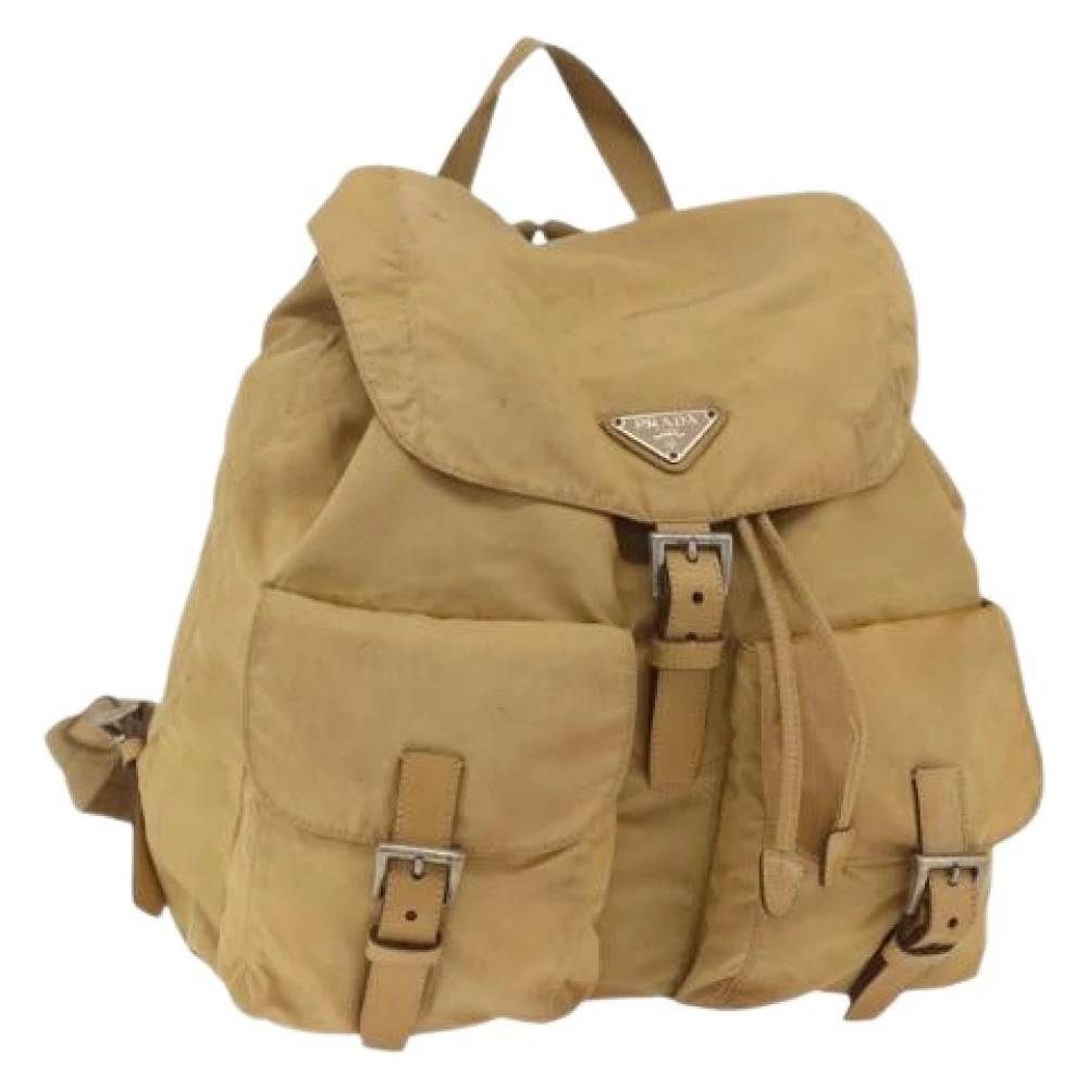 Prada Vintage Pre-owned Vintage Nylon Rygsæk - Vintage - Dame - Beige - ONE SIZE - Nylon