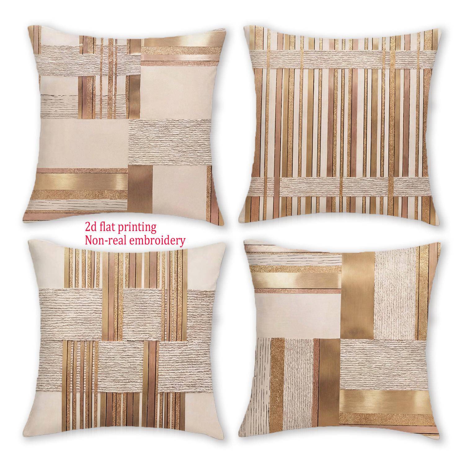 Dubbelsidig Modern Lyx Geometrisk Guldbrun Kuddfodral Elegant Neutral Ton Kuddfodral Vardagsrum Soffa Heminredning
