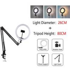 Dimbar led ringljus med stativ usb ring lampa fotografering selfie ljus ring stativ med lampa ringlight ring light tripod wit - Rlampa 002-26cm-t80