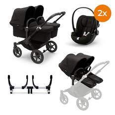 bugaboo Tvillingebarnevogn Donkey 5 Twin Complete Black Graphite Black inkl. cybex GOLD Cloud G i-Size Magic Black