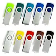 10-pack Bulk USB 2.0 USB-minnen vridbara minnes pinne enheter (flerfärgad) 10 PACK - 8GB flerfärgad
