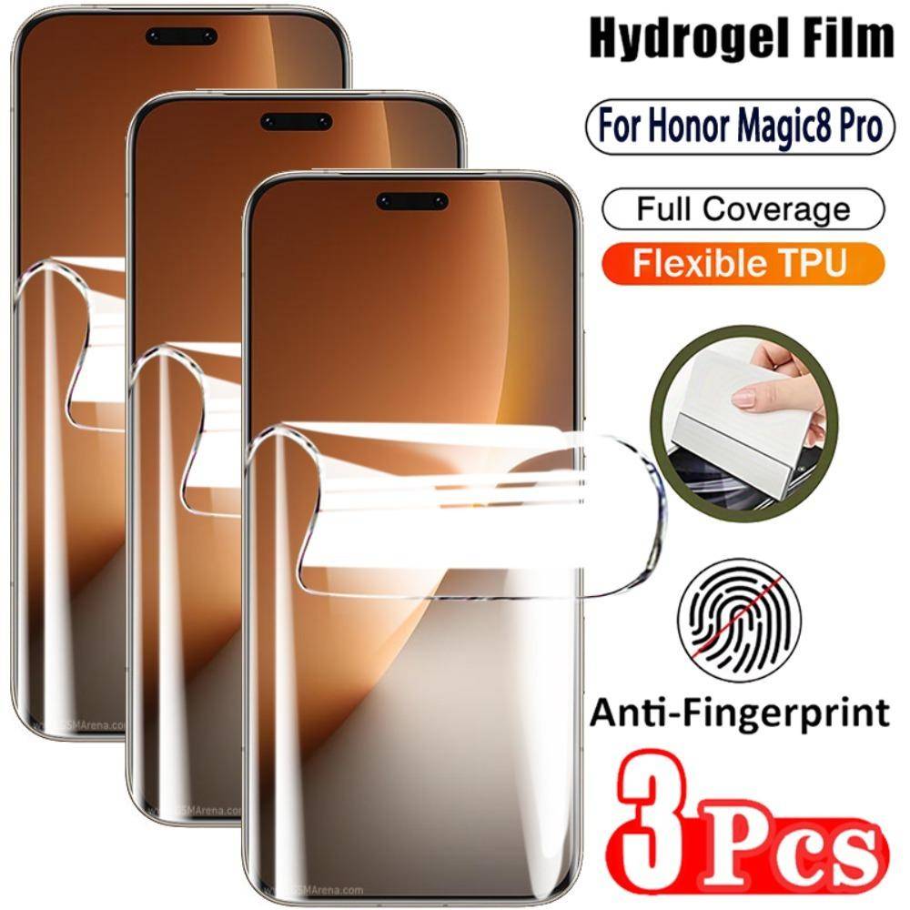 3 st Ultratydlig Hydrogelfilm för Honor Magic 8 7 6 Pro Lite X9C X8C Skärmskydd för Honor 500 400 300 Pro 200 100 90 Lite vit