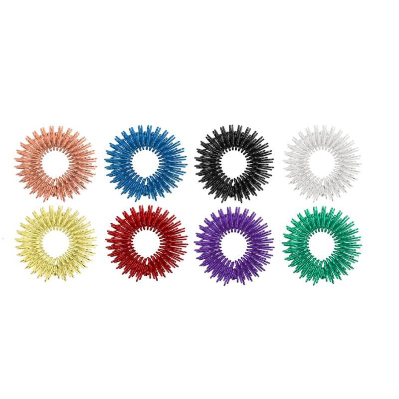 8st Spiky Sensory Finger Rings Akupressur Ring Spikey Great Fidget Ring för barn Tonåringar Vuxna Tyst Stress Reducer Massager