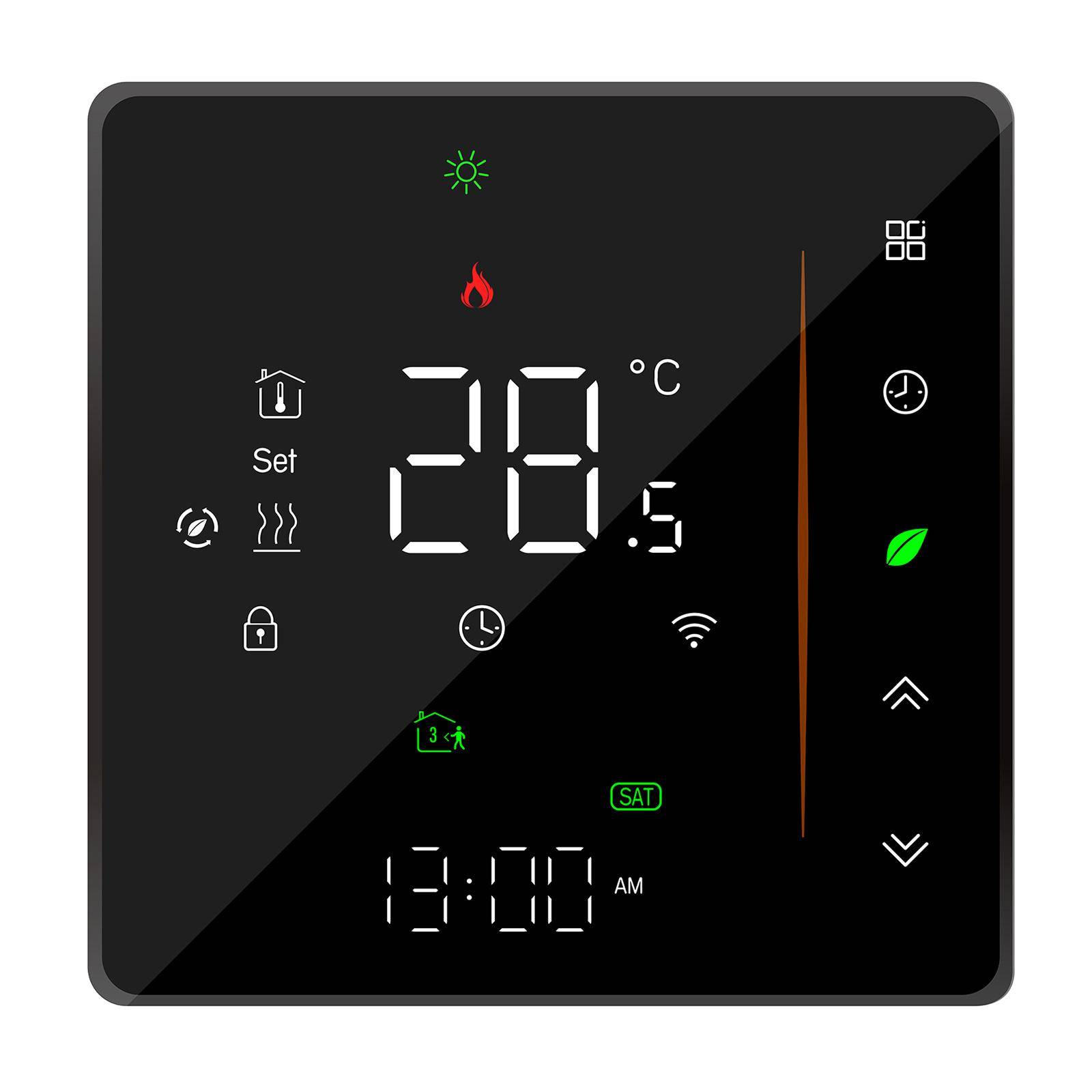 WiFi Smart Termostat Temperaturregulator Veckovis Programmerbar Stöder Pekkontroll/ Mobil for Water Heating-T svart