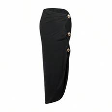 Damer Vanlig svart lång täckkjol, lämplig för semester, hela säsongen, för sommarstrand (L,M,S,XL)
