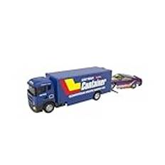 Miniature Die-cast Vehicle 1:64 Container Truck Miniatyr Modellbilar Metall Diecast Trailer Med Pull Back Transportfordon Utsökta Samlingar Scale Finished Model Car(Transport Blue)