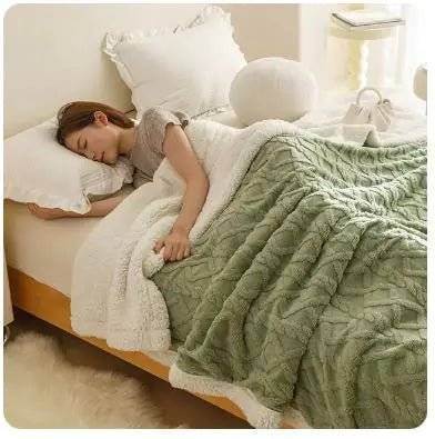 Warm Wool Coral Fleece Throw Blanket - 120x200cm(48x79inch)