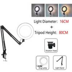 Dimbar led ringljus med stativ usb ring lampa fotografering selfie ljus ring stativ med lampa ringlight ring light tripod wit - Rlampa 002-16cm-t80