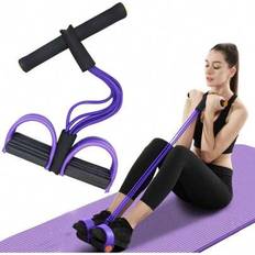 Multifunktionellt dragrep, 6-rörs elastiskt yogapedalmotståndsband, dragrep i naturligt latex för träningsutrustning för mage/midja/arm/bensträckning - Multifärgad (Rosa-1 st,Lila-1 st)