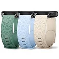 Wizvv Leopard Engraving Bracelet Compatible for för Garmin Venu 2S/Vivoactive 4S/Venu 3S/Forerunner 265S, för Garmin Venu/Venu Sq/Forerunner 55/Vivoactive 5, för Garmin Venu 2/3/Vivoactive 4