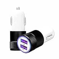 Svart USB-laddare kompatibel Samsung Galaxy F55 5G -> Dual Port Ultra Fast USB X2 Car Charger 12/24V - CE-standarder