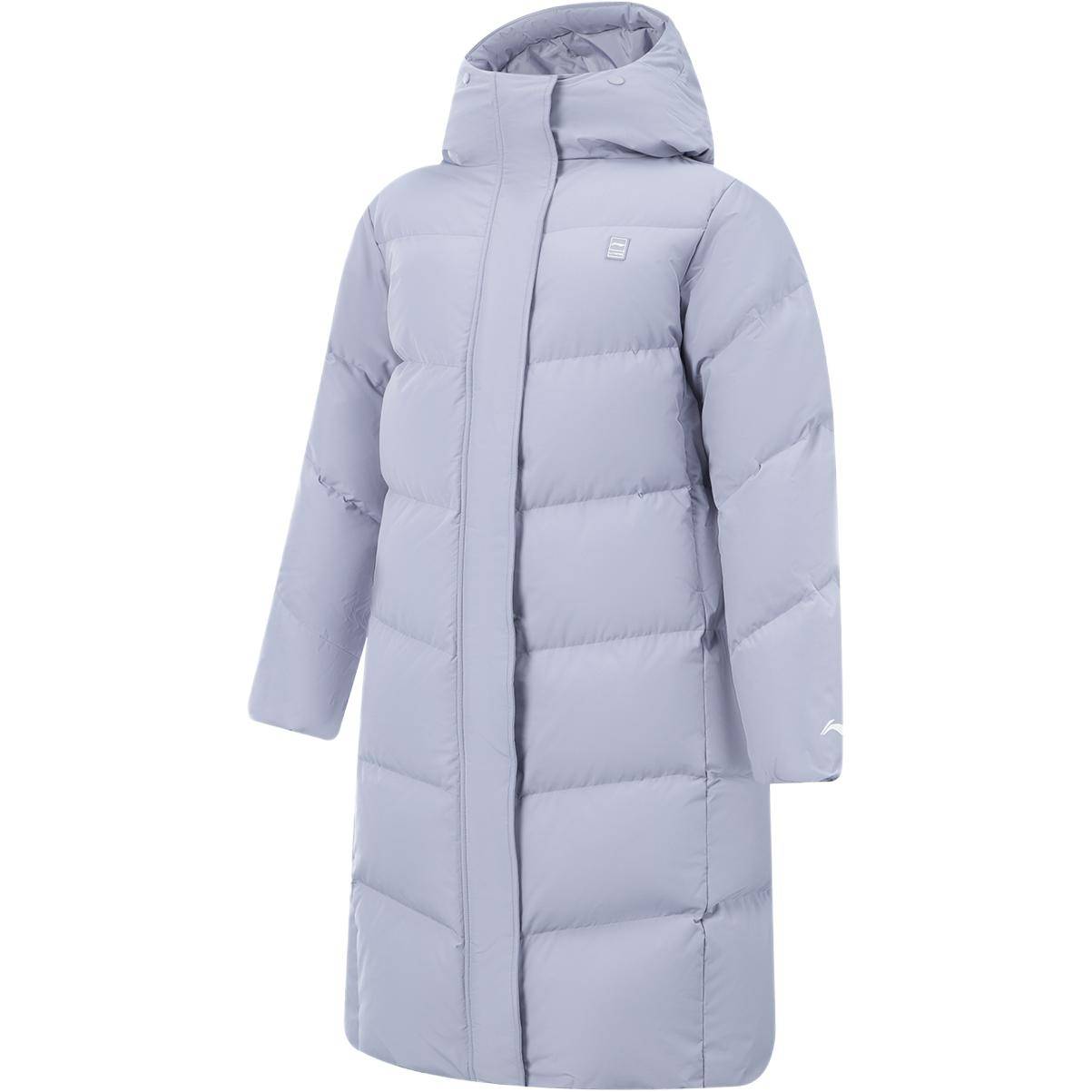 Li Ning Fitness Series Huva Logotyp Sömmar Lång Dunjacka Dam Ytterkläder AYMV408-3 XL