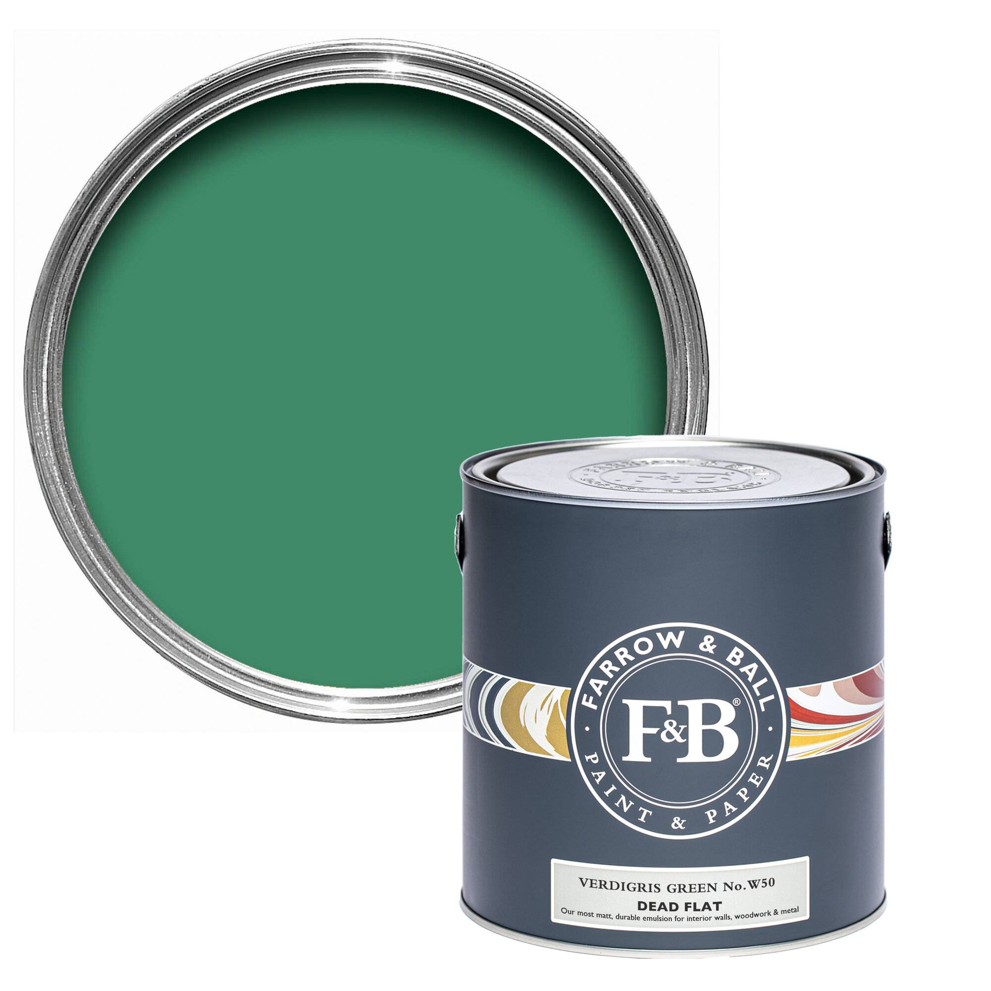 Farrow & Ball Dead Flat Archiv colour - Verdigris Green W50 - 2,5l - green