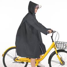Voksen regnponcho EVA åndbar hætte regnponcho udendørs cykel regnfrakke til mænd kvinder sort L