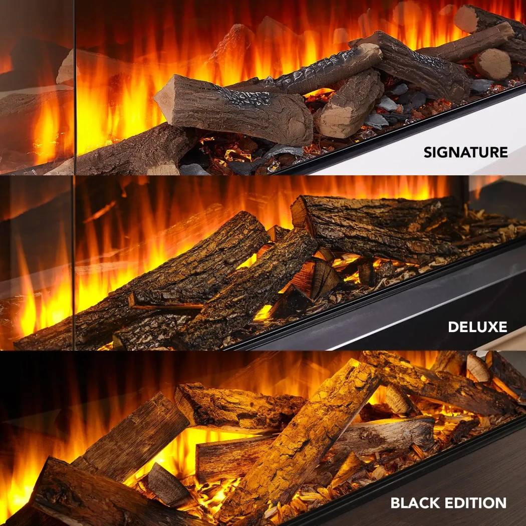 Winchester 1600 elektrisk pejseindsats fra British Fires | Grå marmor karm, 3-sidet flammeudsigt, op til 1,5 kW varmeeffekt